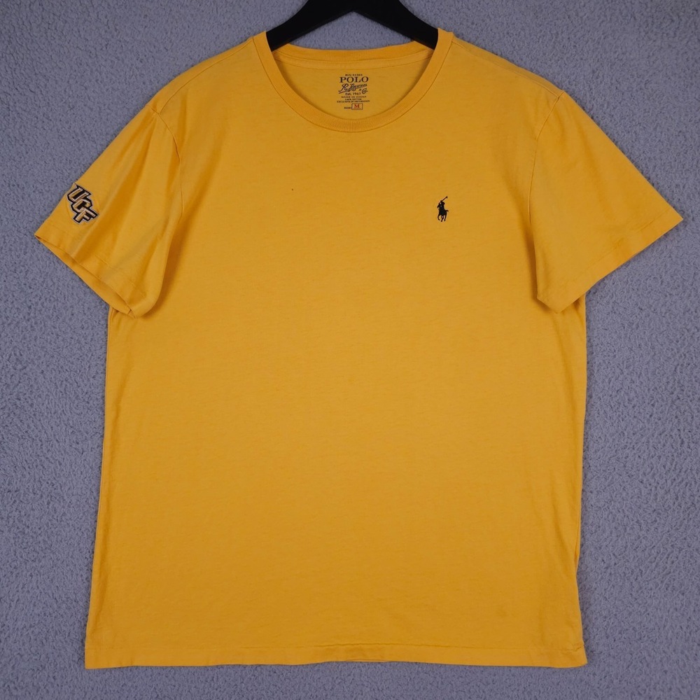 UCF Knights Shirt Mens Medium Yellow Short Sleeve Crew Neck Polo Ralph Lauren